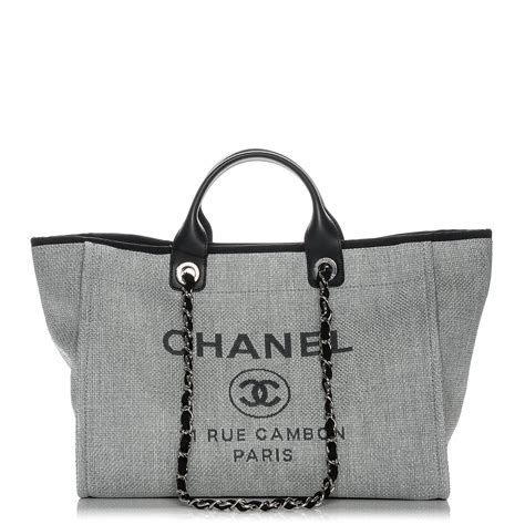 chanel deauville grey canvas tote|Chanel deauville tote size comparison.